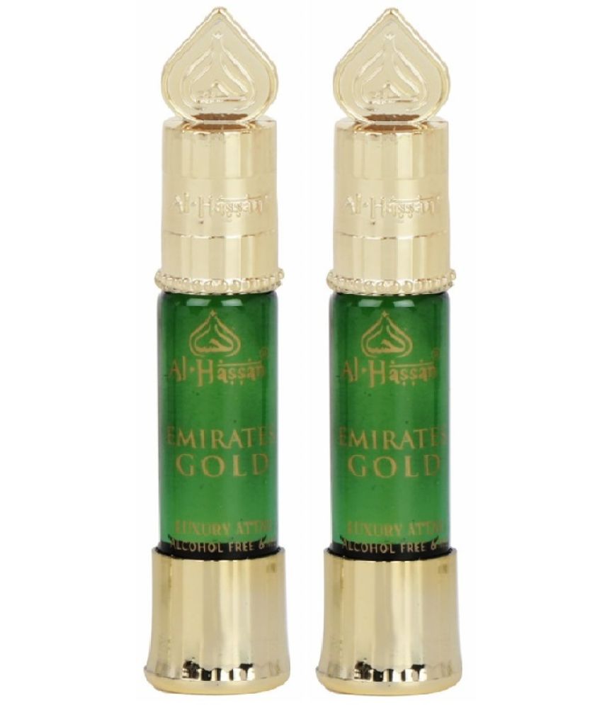     			Al - Hassan Emirates Gold Attar For Men & Women - Pack of 2 (6ml Each) Alcohol Free Attar