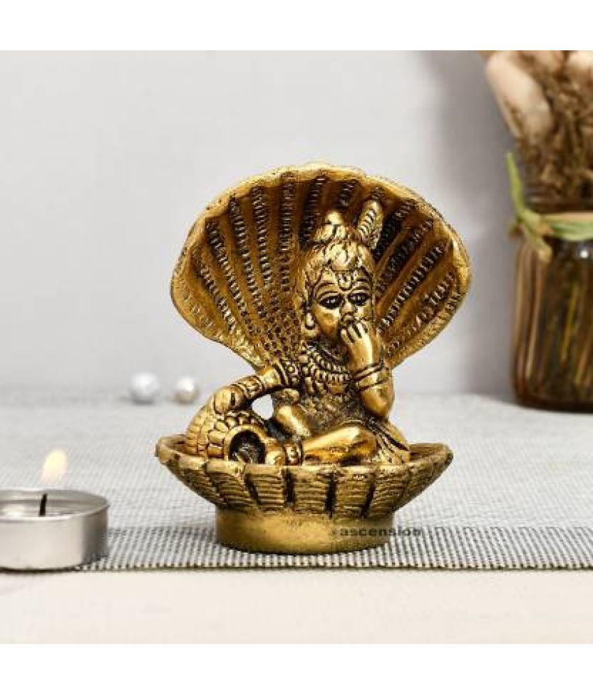     			Art n Hub Golden Bal Gopal Krishna having Makhan Decorative Showpiece/God Idol - 9 cm (Metal)