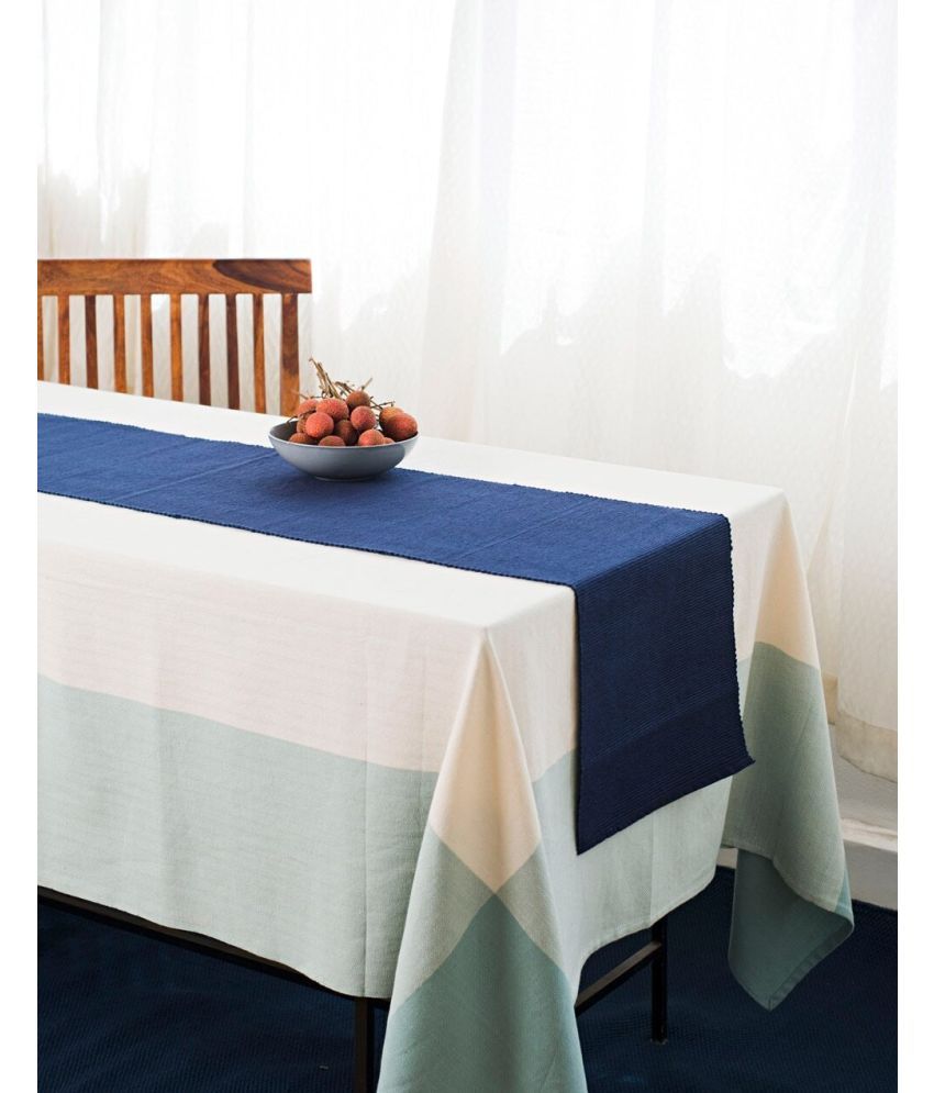     			BBM Solid Cotton 4 Seater Rectangle Table Cover & Runner ( 120 x 33 ) cm Pack of 1 Blue