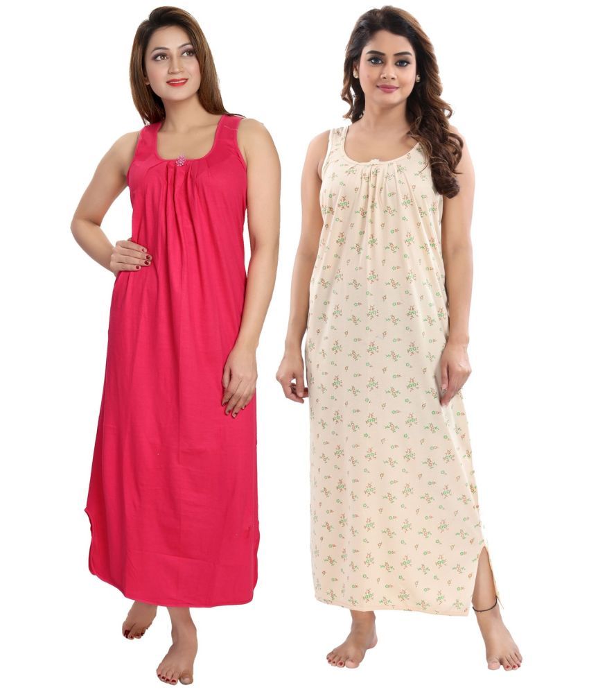     			Cinco Multicolor Cotton Blend Women's Nightwear Nighty & Night Gowns ( Pack of 2 )