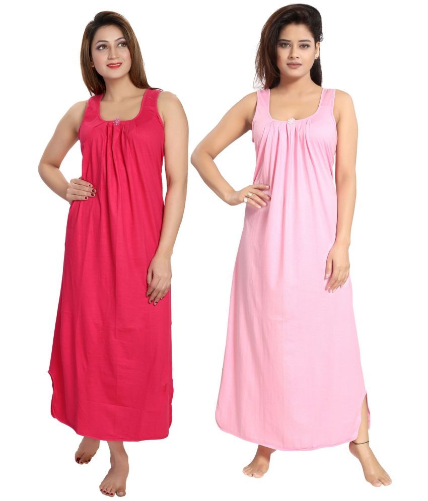     			Cinco Multicolor Cotton Blend Women's Nightwear Night Dress ( Pack of 2 )