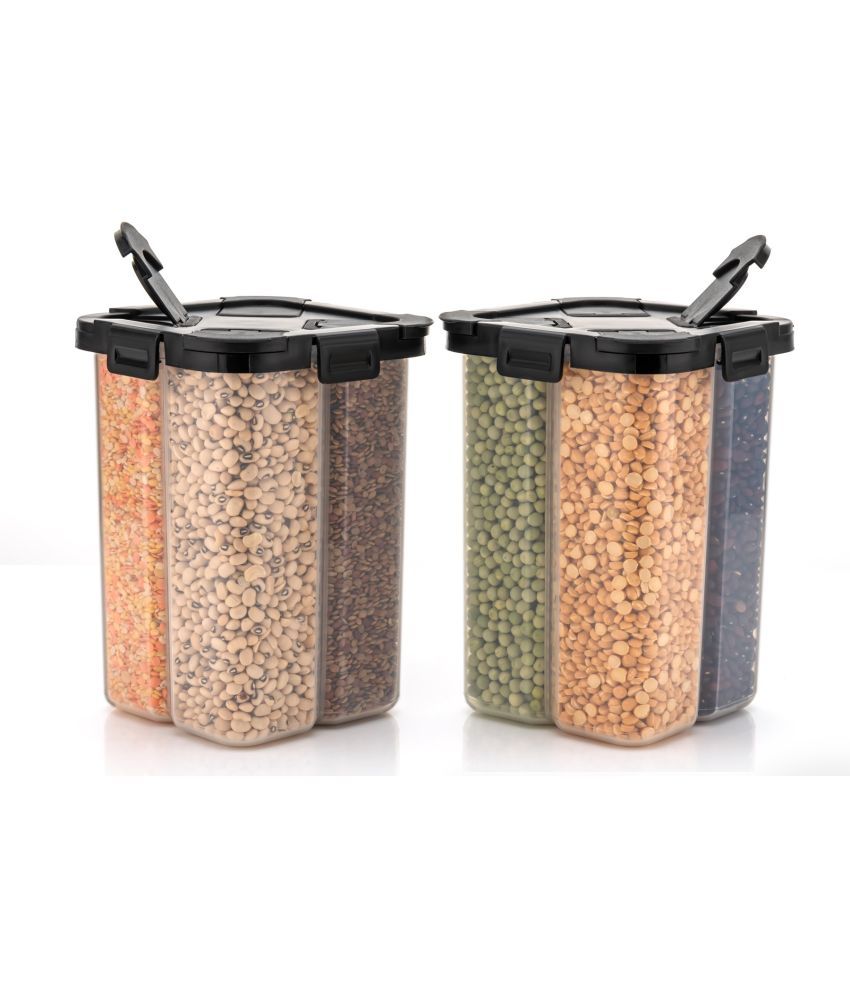     			Dark Sun Kitchenware Food/Pulse/Grocery PET Black Dal Container ( Set of 2 )