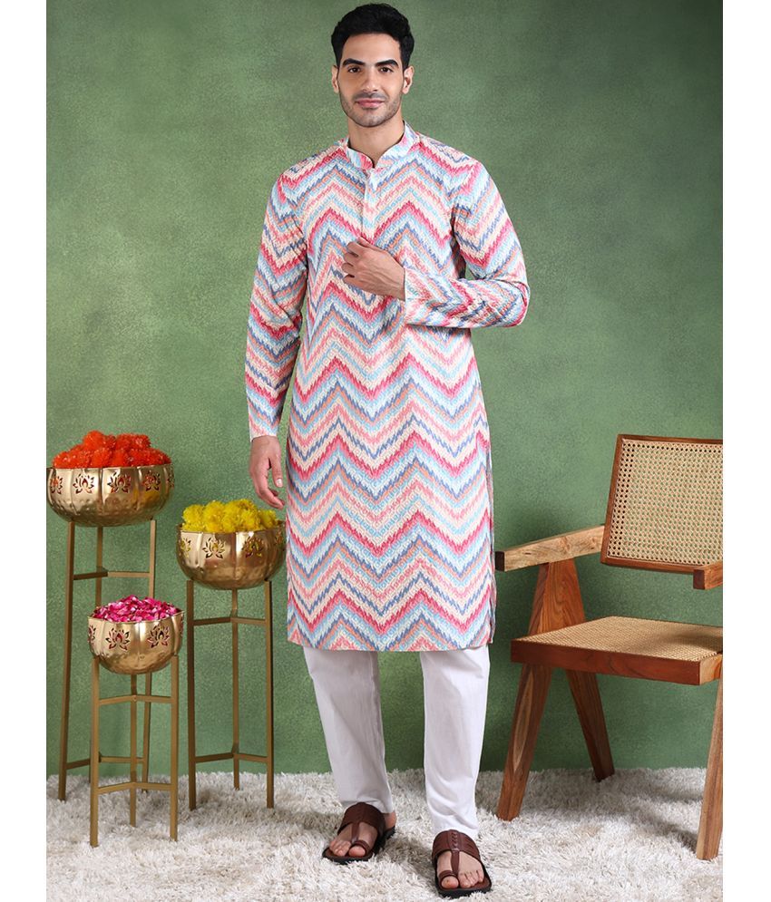     			Ethnic Bay Pink Viscose Men's Regular Kurta ( Pack of 1 )