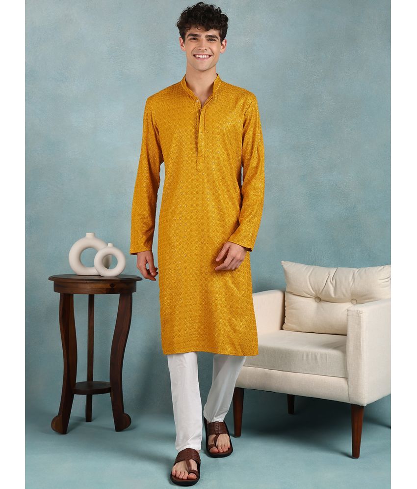     			Ethnic Bay Yellow Viscose Men's Regular Kurta ( Pack of 1 )