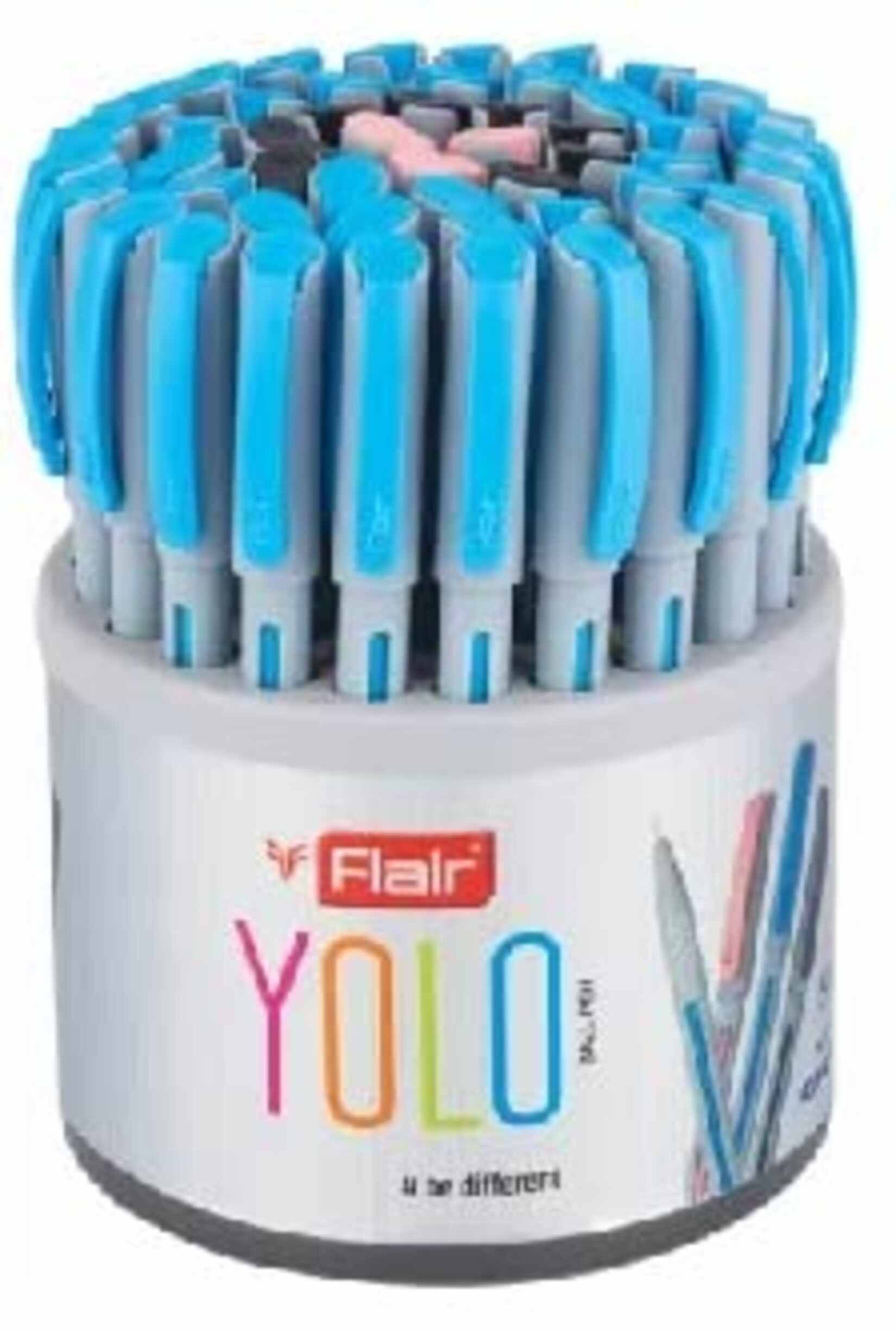     			Flair Yolo 0.6 Mm Ball Pen Tumbler Pack Of 50 Pen, Blue, Black ,Red