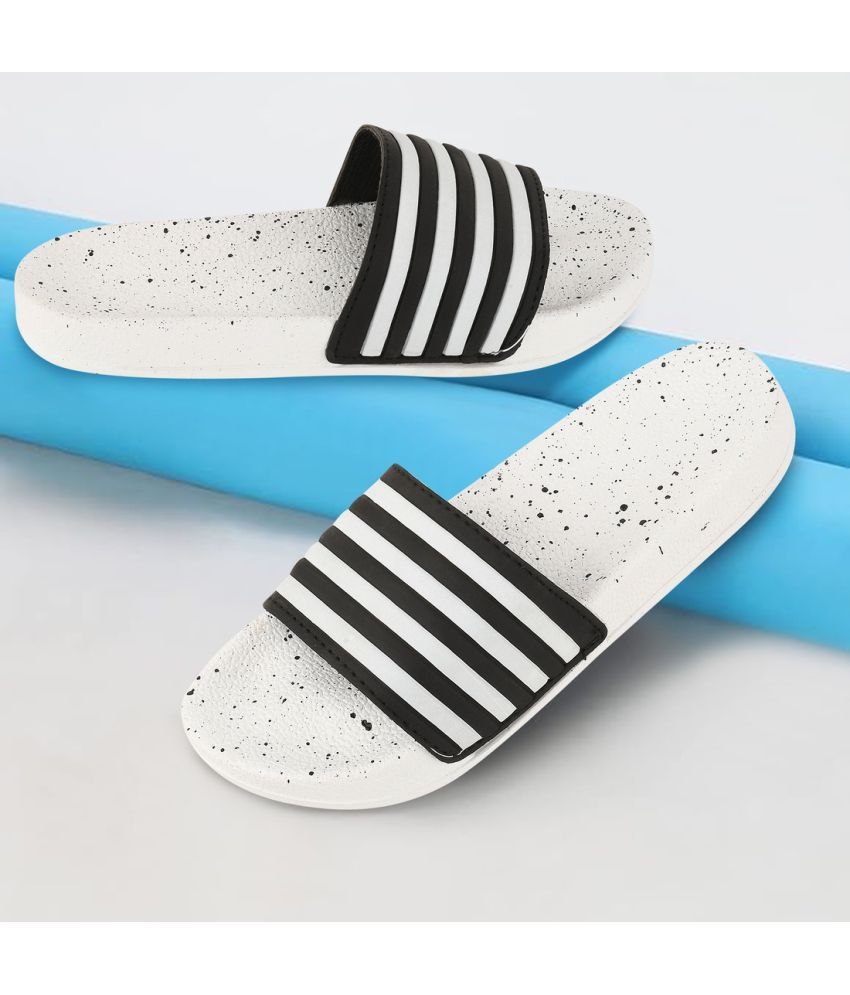     			Gokik White Men's Slide Flip Flop