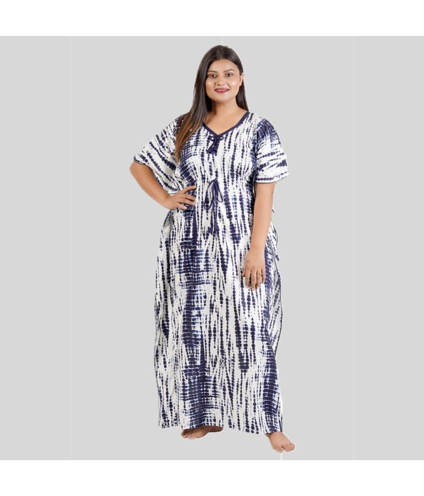     			Gutthi Blue Satin Women's Nightwear Kaftan Night Dress ( Pack of 1 )