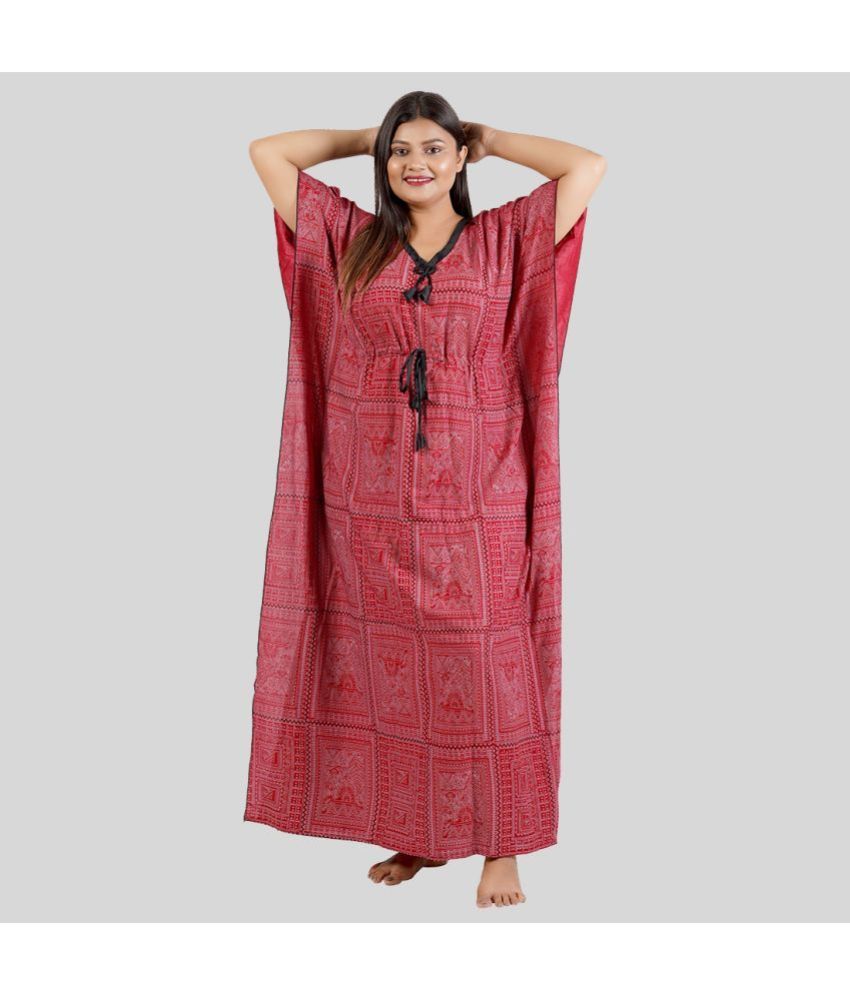     			Gutthi Pink Satin Women's Nightwear Kaftan Night Dress ( Pack of 1 )