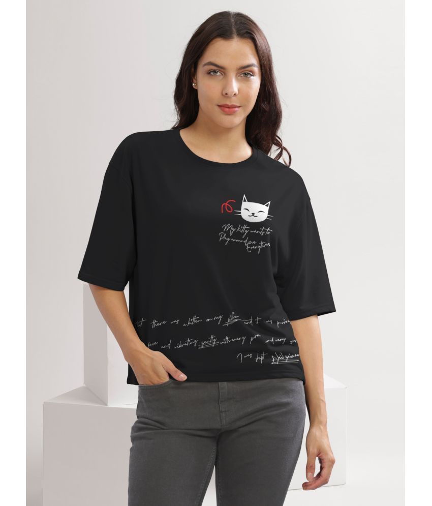     			HELLCAT Black Cotton Blend Loose Fit Women's T-Shirt ( Pack of 1 )