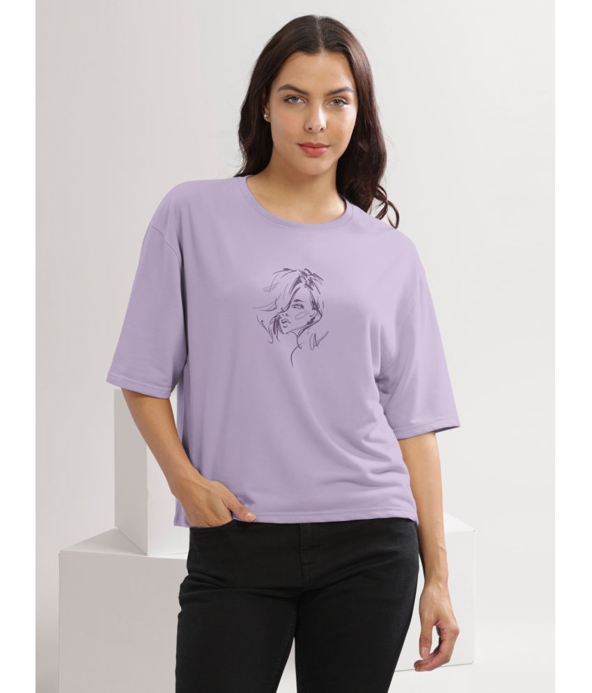     			HELLCAT Lavender Cotton Blend Loose Fit Women's T-Shirt ( Pack of 1 )