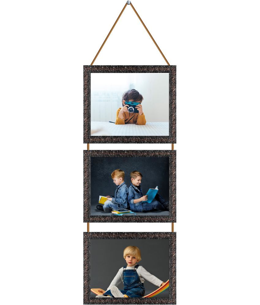     			Indianara Wood Brown Photo Frame Sets - Pack of 3