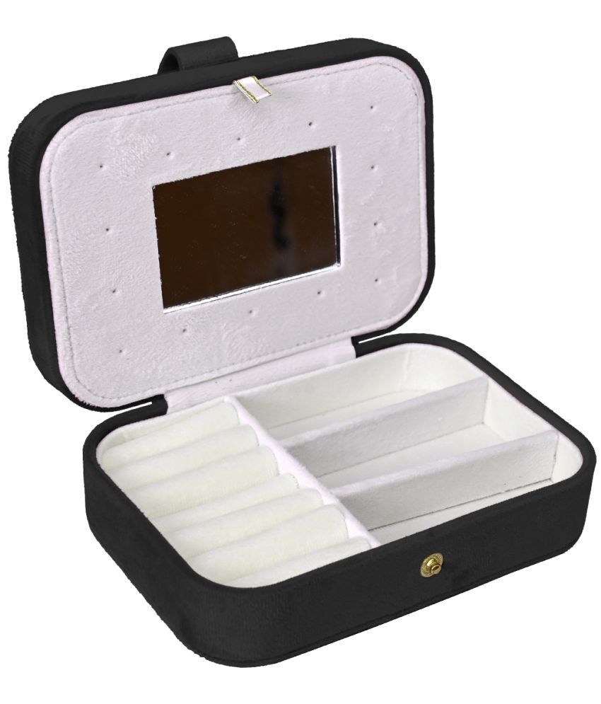     			Jewellery Organiser PU Leather Zipper Portable Storage Box with Divider Container