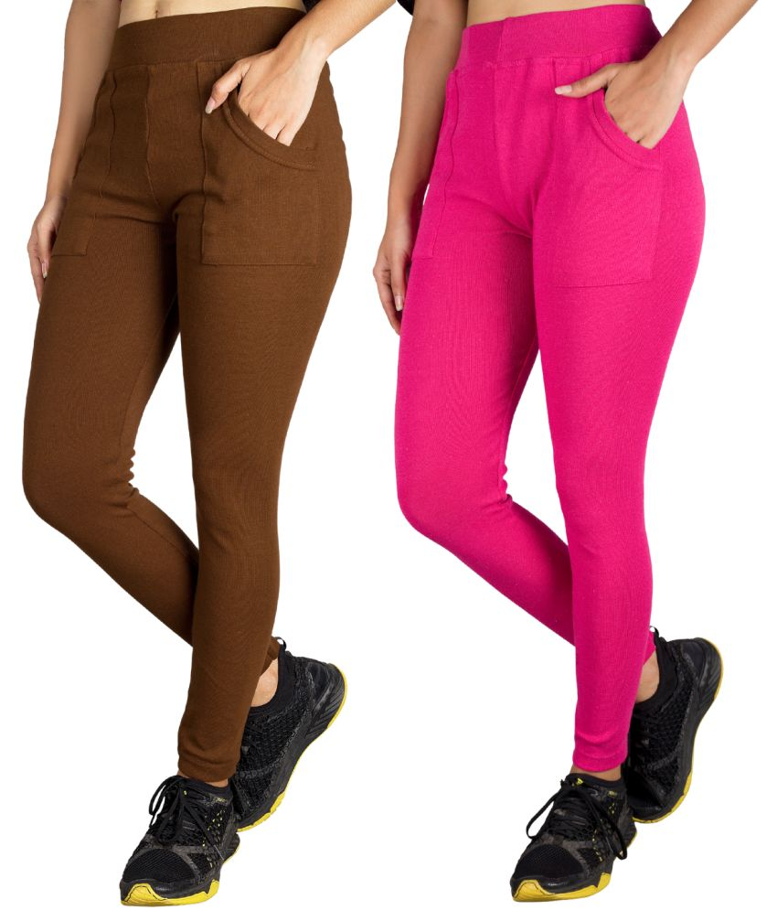     			KARARO - Cotton Blend Skinny Fit Mustard Women's Jeggings ( Pack of 2 )