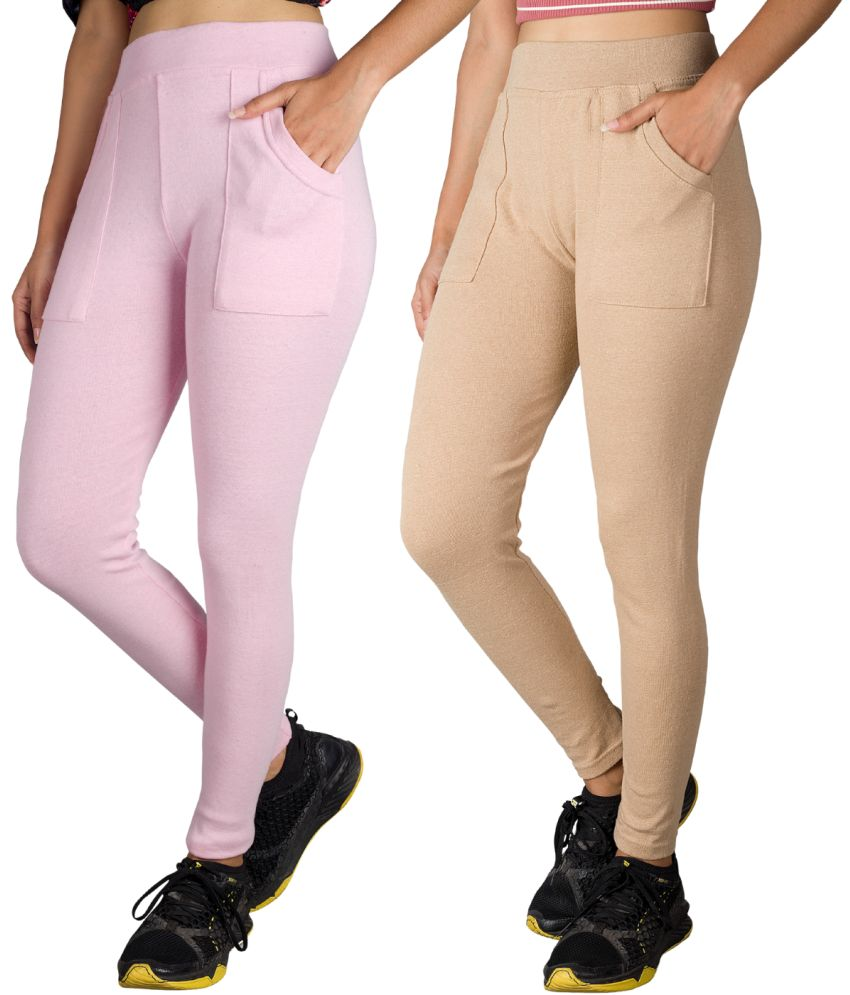     			KARARO JEGGINGS - Cotton Blend Skinny Fit Pink Women's Jeggings ( Pack of 2 )