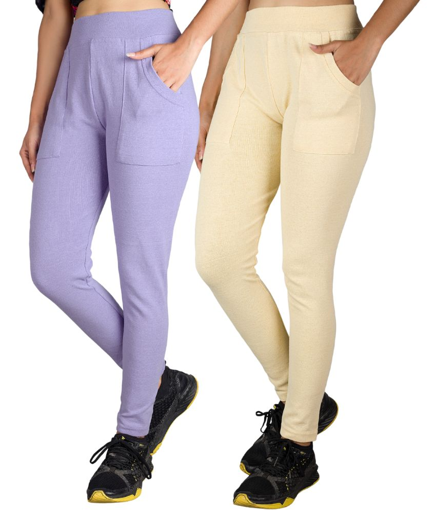     			KARARO JEGGINGS - Cotton Blend Skinny Fit Lavender Women's Jeggings ( Pack of 2 )