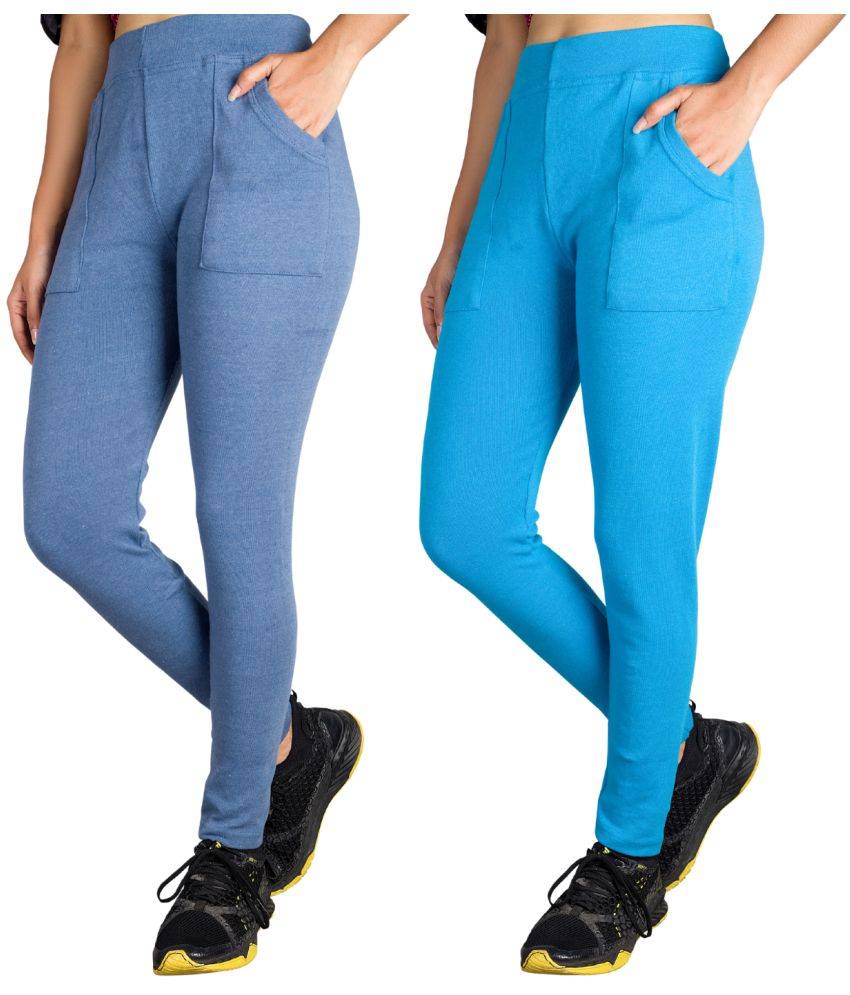     			KARARO JEGGINGS - Cotton Blend Skinny Fit Blue Women's Jeggings ( Pack of 2 )