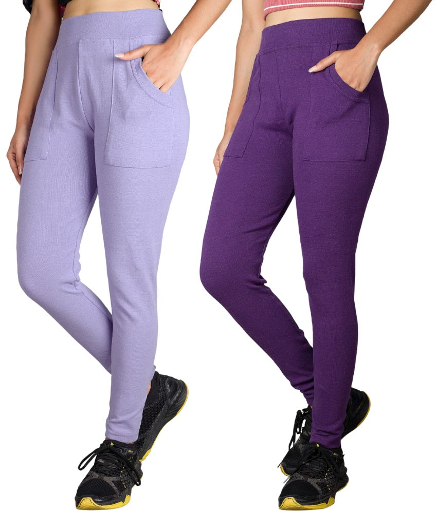     			KARARO JEGGINGS - Cotton Blend Skinny Fit Lavender Women's Jeggings ( Pack of 2 )