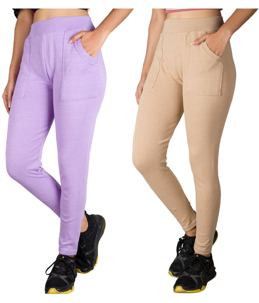     			KARARO JEGGINGS - Cotton Blend Skinny Fit Lavender Women's Jeggings ( Pack of 2 )