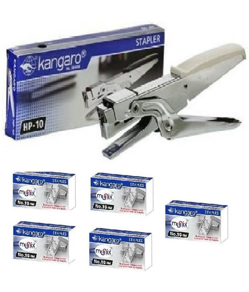     			Kangaro Desk Essentials HP-10 All Metal Plier Stapler | Sturdy & Durable for Long Time Use| Sturdy & Durable for Long Time Use | 5000 pcs of No. 10 Stainless Steel Staple Pin | Pack of 6