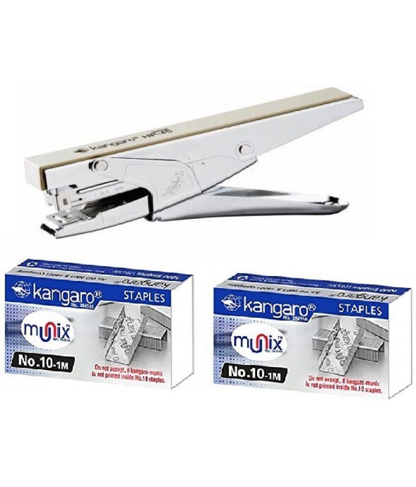     			Kangaro Desk Essentials HP-45 All Metal Stapler | 24/6 Stainless Steel Staple Pins (2000 pcs) | Quick Loading Mechanism | Sturdy & Durable for Long Time Use | Color - Grey | Combo Pack