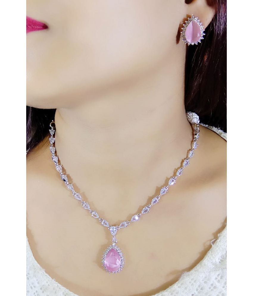     			Ladymania Pink Alloy Necklace Set ( Pack of 1 )