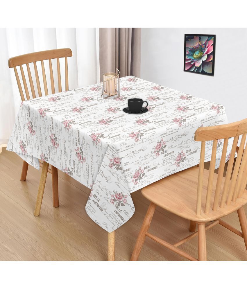     			Oasis Home Tex Printed Cotton 2 Seater Square Table Cover ( 102 x 102 ) cm Pack of 1 White