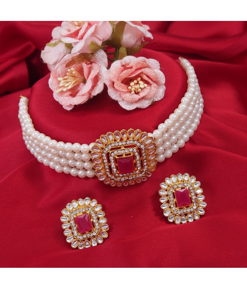     			Padmavati Bangles Pink Alloy Necklace Set ( Pack of 1 )