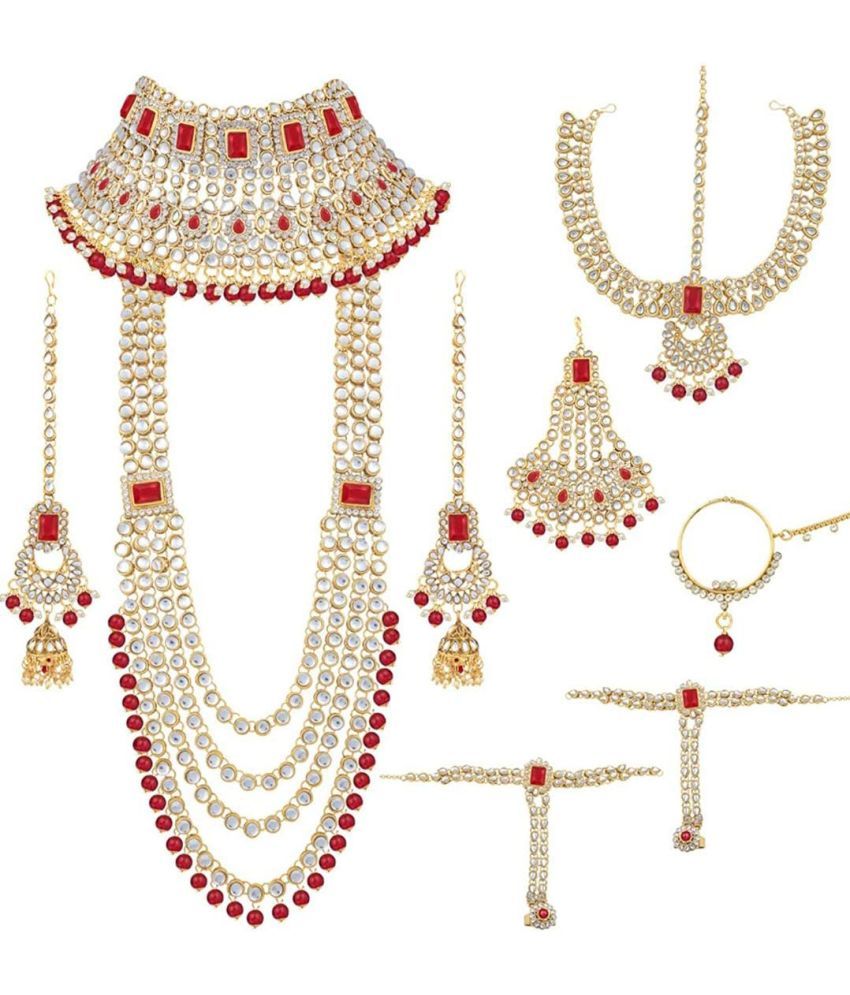     			Padmavati Bangles Red Alloy Necklace Set ( Pack of 1 )