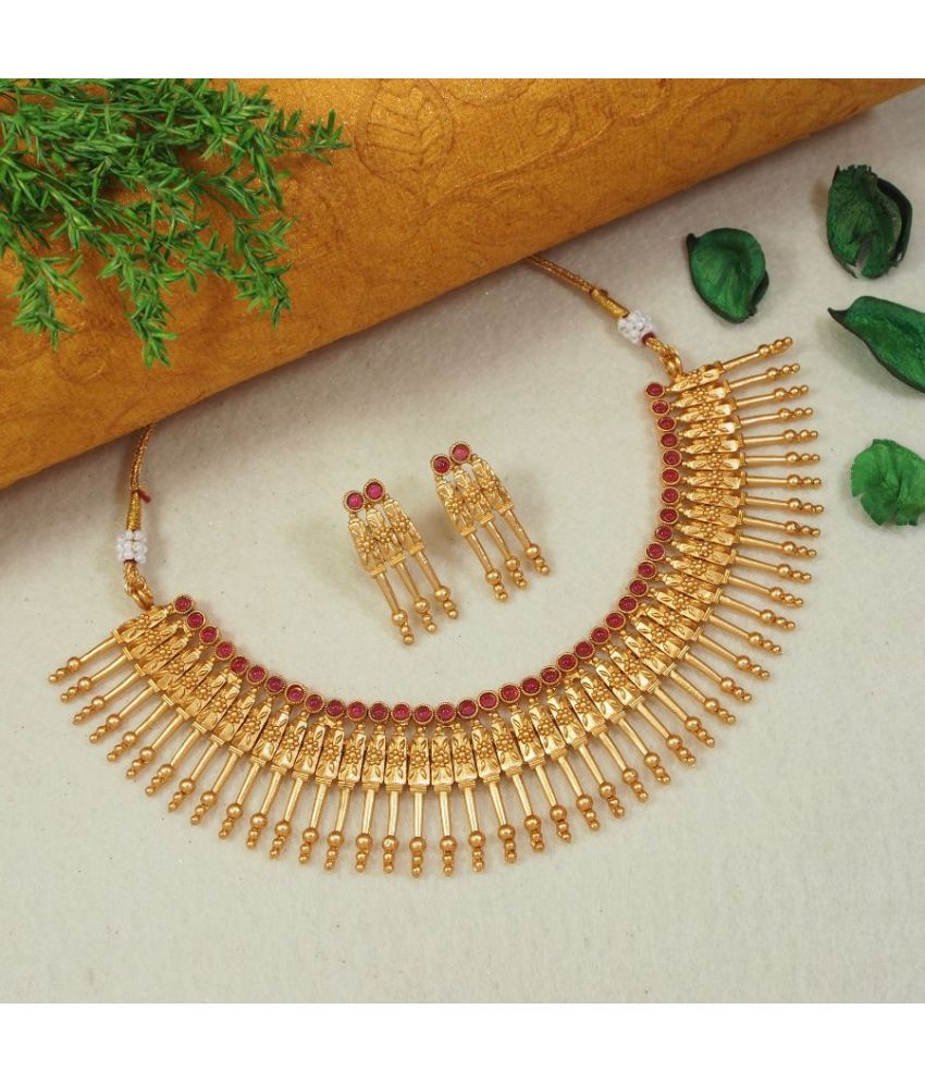     			Padmavati Bangles Red Alloy Necklace Set ( Pack of 1 )