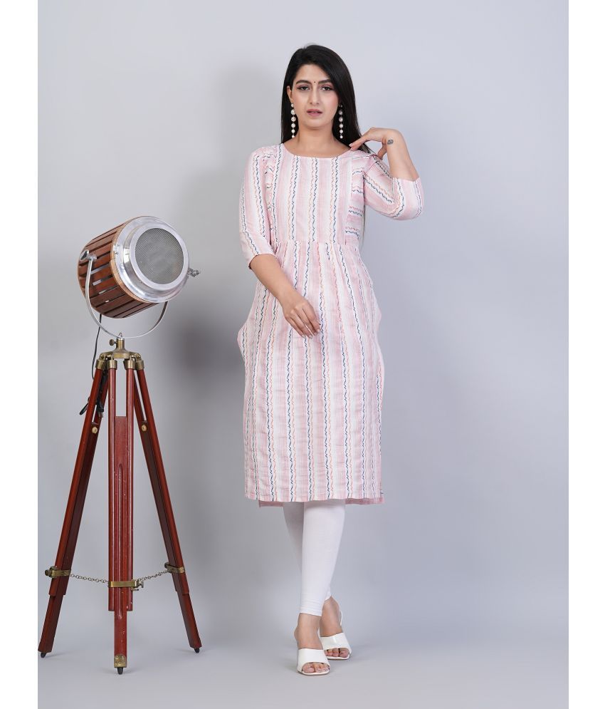     			Parastri Pink Cotton Maternity Kurta