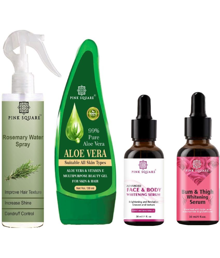     			Rosemary Water Hair Spray 100ml, Multipurpose Aloe vera Gel 130ml, Face-Body Serum 30ml & Bum and Thigh Whitening 30ml Combo of 4