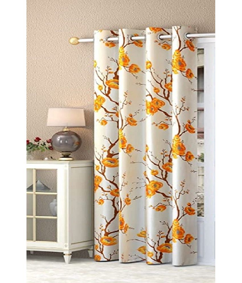     			SWIZIER Floral Room Darkening Eyelet Curtain 5 ft ( Pack of 1 ) - Orange