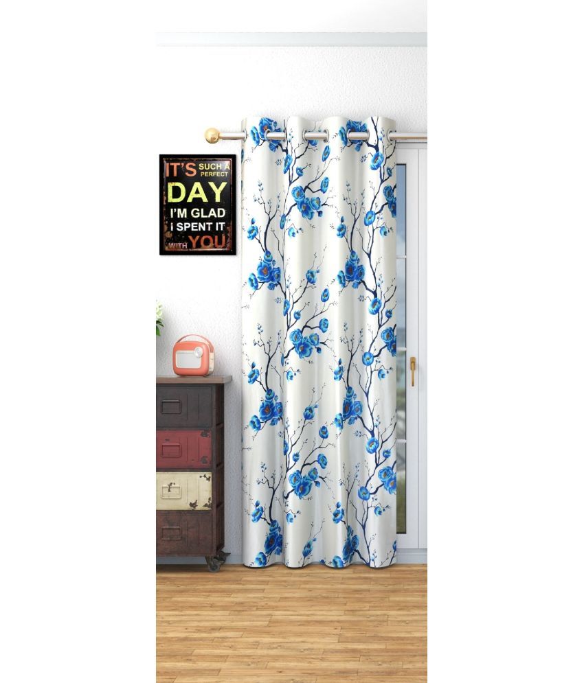     			SWIZIER Floral Room Darkening Eyelet Curtain 7 ft ( Pack of 1 ) - Blue