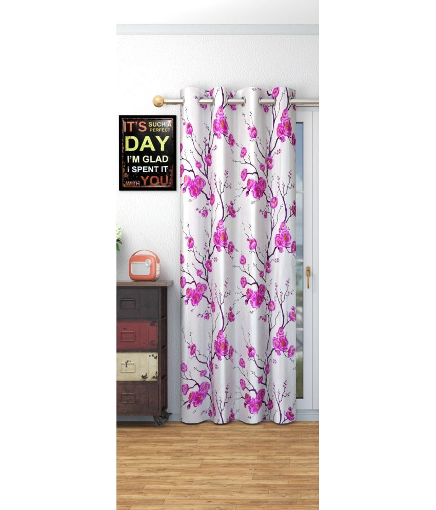     			SWIZIER Floral Room Darkening Eyelet Curtain 7 ft ( Pack of 1 ) - Purple