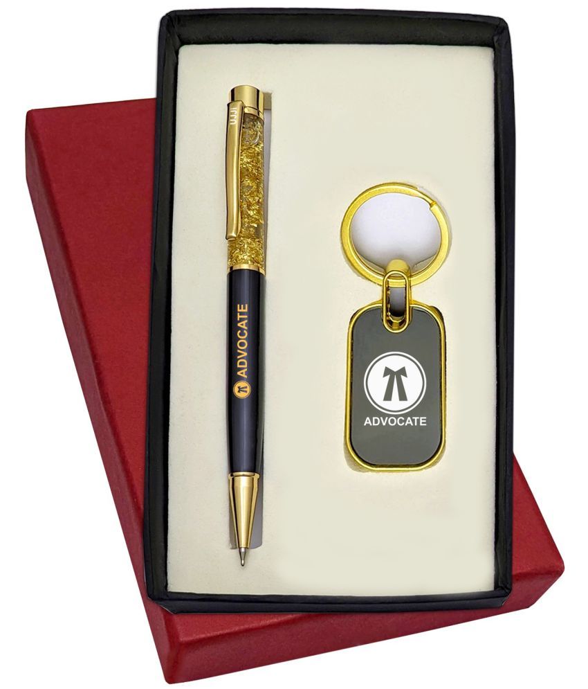     			UJJi Zari Filled Advocate/Lawyer Logo Brass Pen with Metal Keychain and Pen Gift Set