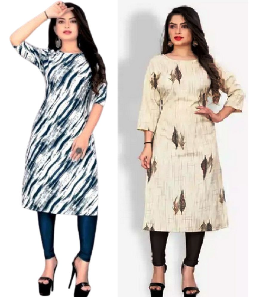     			VACHHARAJ GROUP Crepe Printed A-line Women's Kurti - Multicoloured ( Pack of 2 )