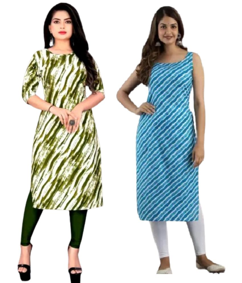     			VACHHARAJ GROUP Crepe Printed A-line Women's Kurti - Multicoloured ( Pack of 2 )