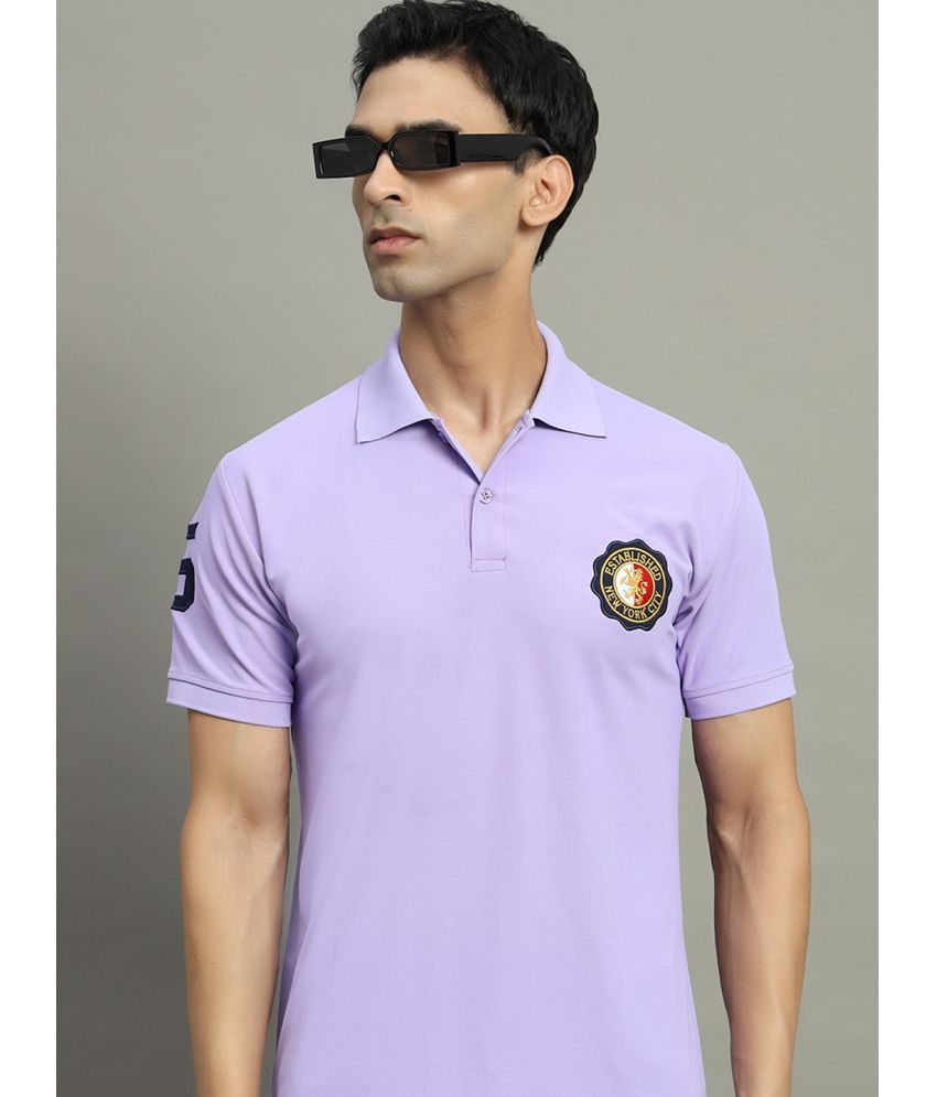     			WESTMAN Cotton Blend Regular Fit Solid Half Sleeves Men's Polo T Shirt - Lavender ( Pack of 1 )