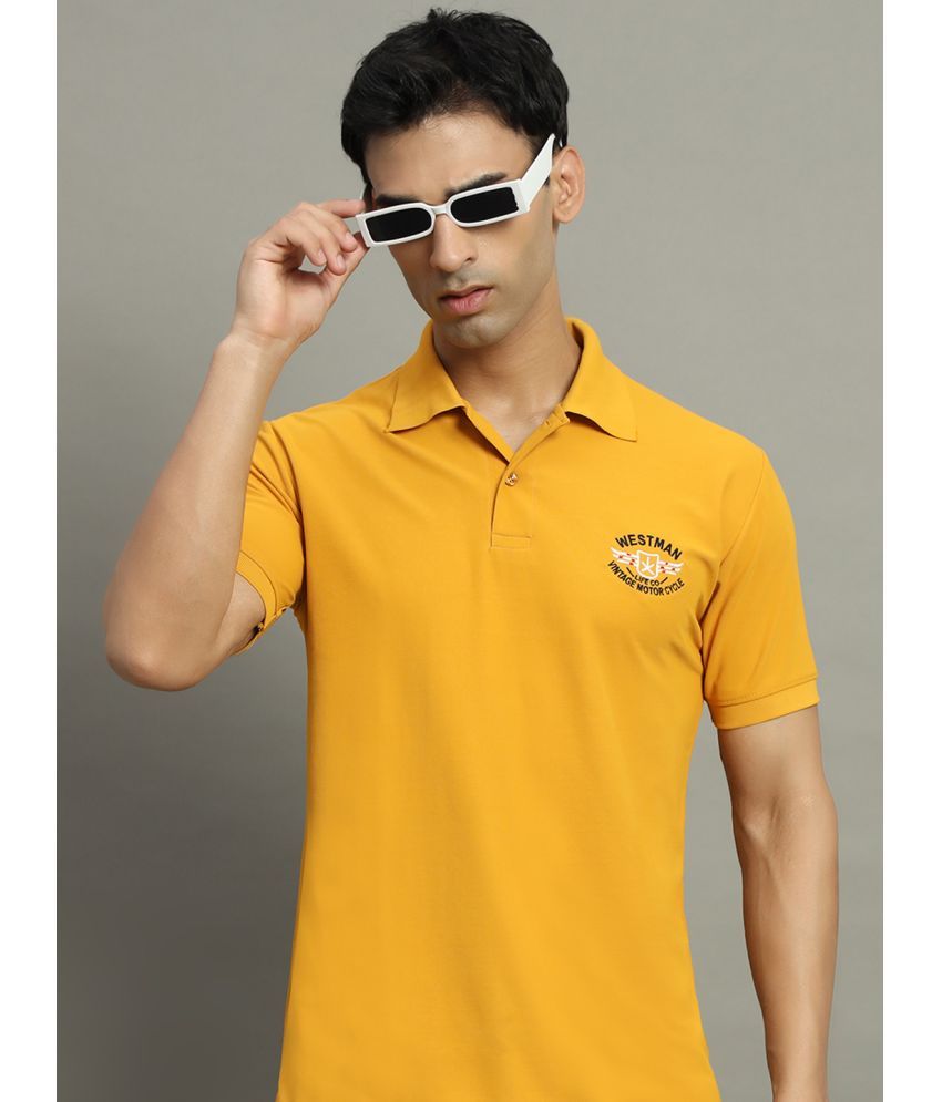     			WESTMAN Cotton Blend Regular Fit Solid Half Sleeves Men's Polo T Shirt - Yellow ( Pack of 1 )