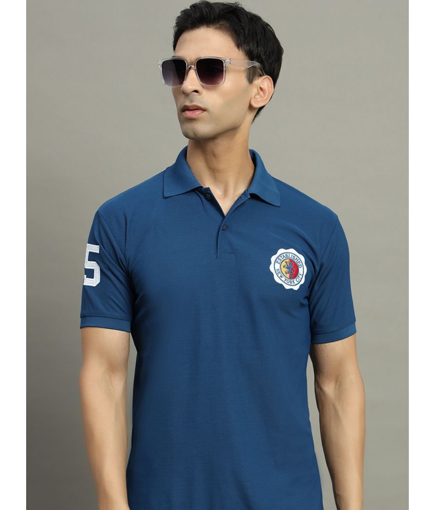     			WESTMAN Cotton Blend Regular Fit Solid Half Sleeves Men's Polo T Shirt - Navy ( Pack of 1 )