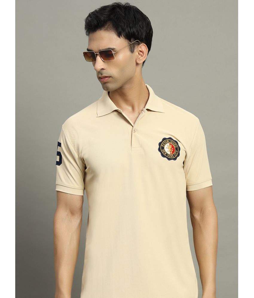     			WESTMAN Cotton Blend Regular Fit Solid Half Sleeves Men's Polo T Shirt - Beige ( Pack of 1 )