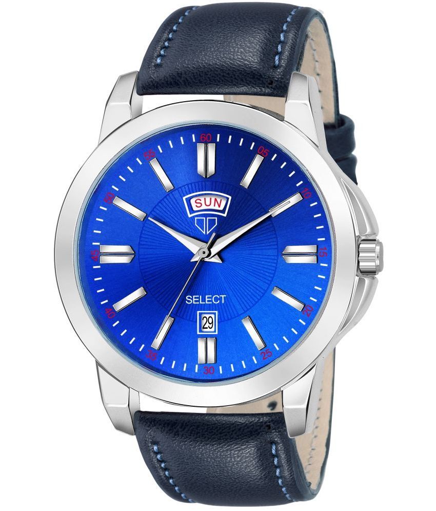     			Walrus Blue Leather Analog Men's Watch