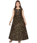 Aarika Velvet Fit And Flare Dress For Girls ( Pack of 1 , Gold )