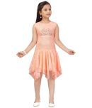 Aarika Net Asymmetric Dress For Girls ( Pack of 1 , Peach )