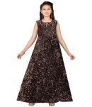 Aarika Velvet Fit And Flare Dress For Girls ( Pack of 1 , Peach )