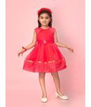 Aarika Net Fit And Flare Dress For Girls ( Pack of 1 , Pink )