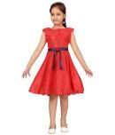 Aarika Net Fit And Flare Dress For Girls ( Pack of 1 , Red )