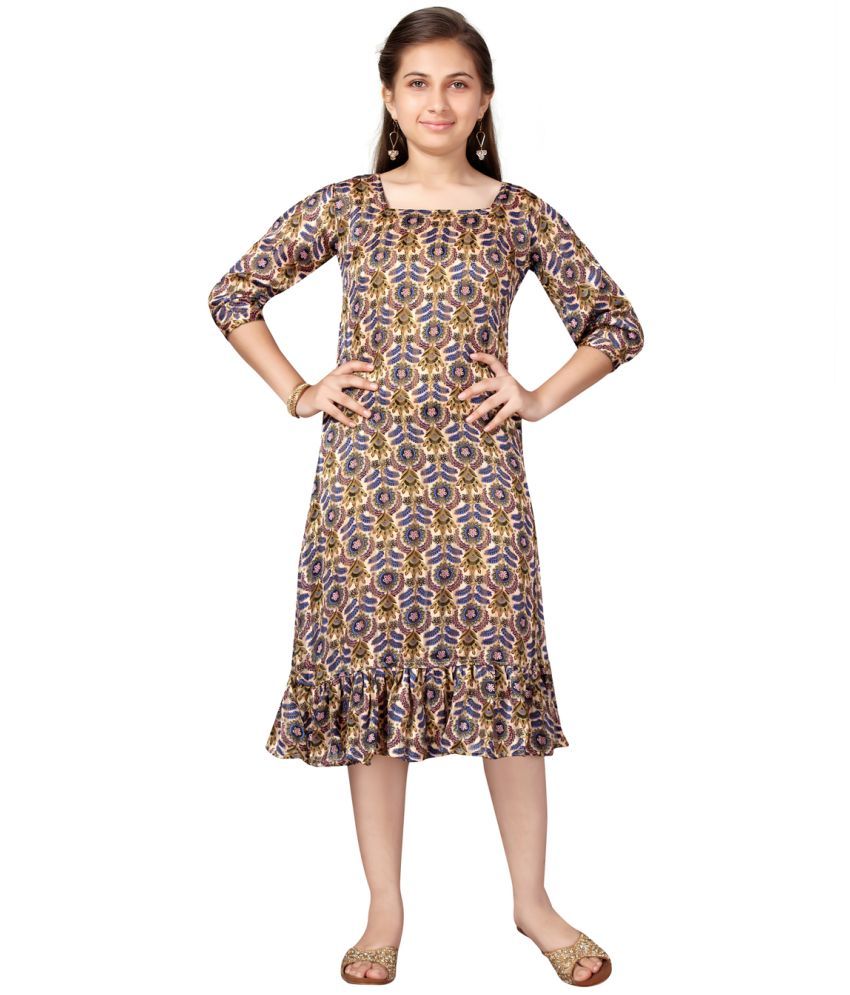     			Aarika Beige Cotton Blend Girls A-line Dress ( Pack of 1 )