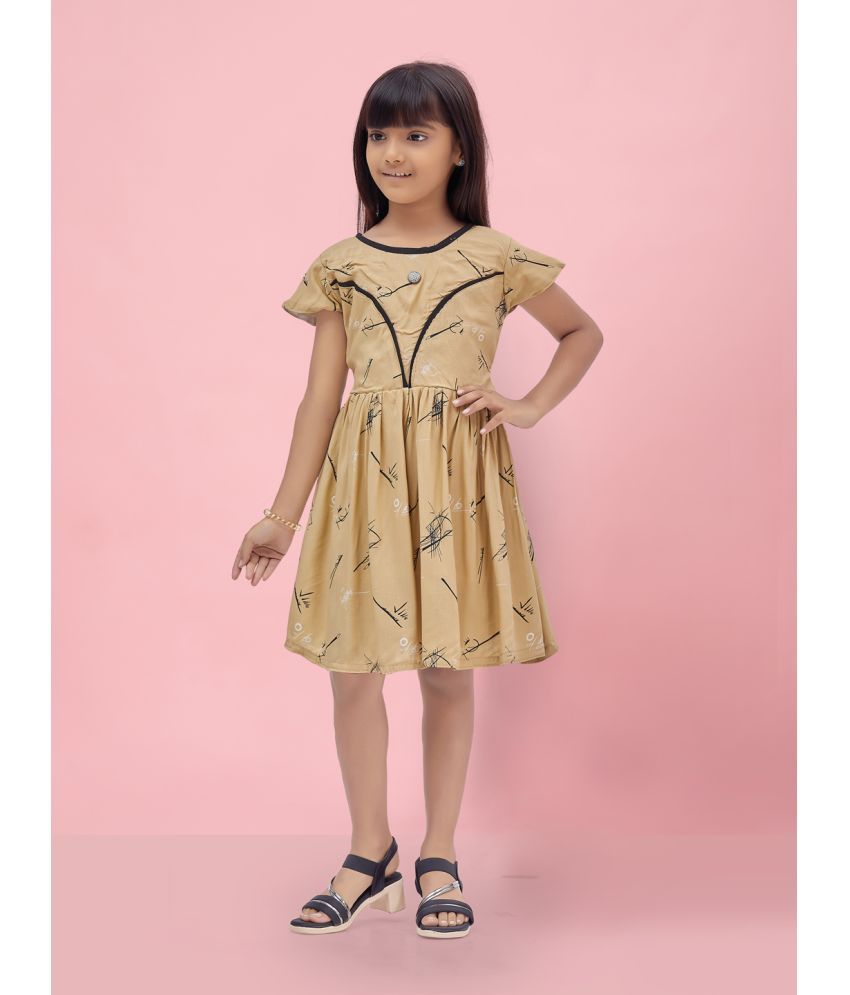     			Aarika Beige Rayon Girls Fit And Flare Dress ( Pack of 1 )