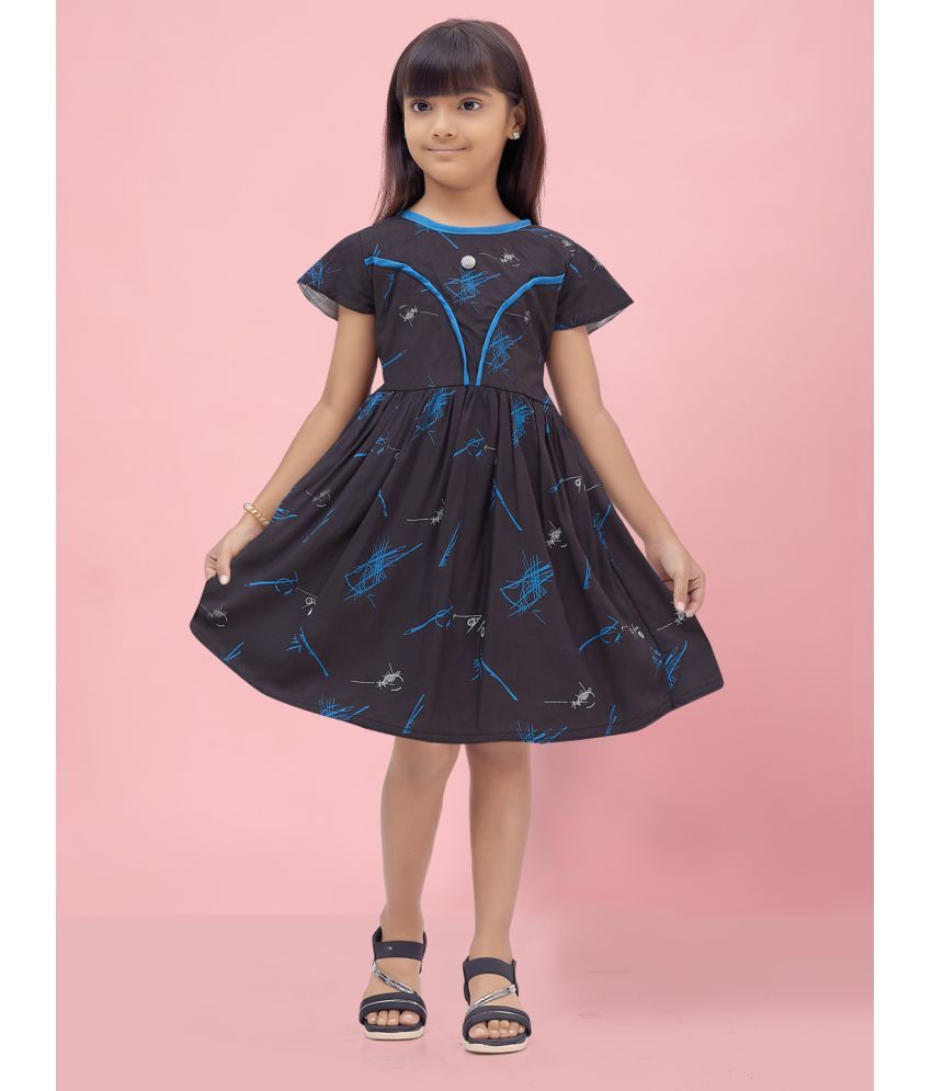     			Aarika Blue Rayon Girls Fit And Flare Dress ( Pack of 1 )